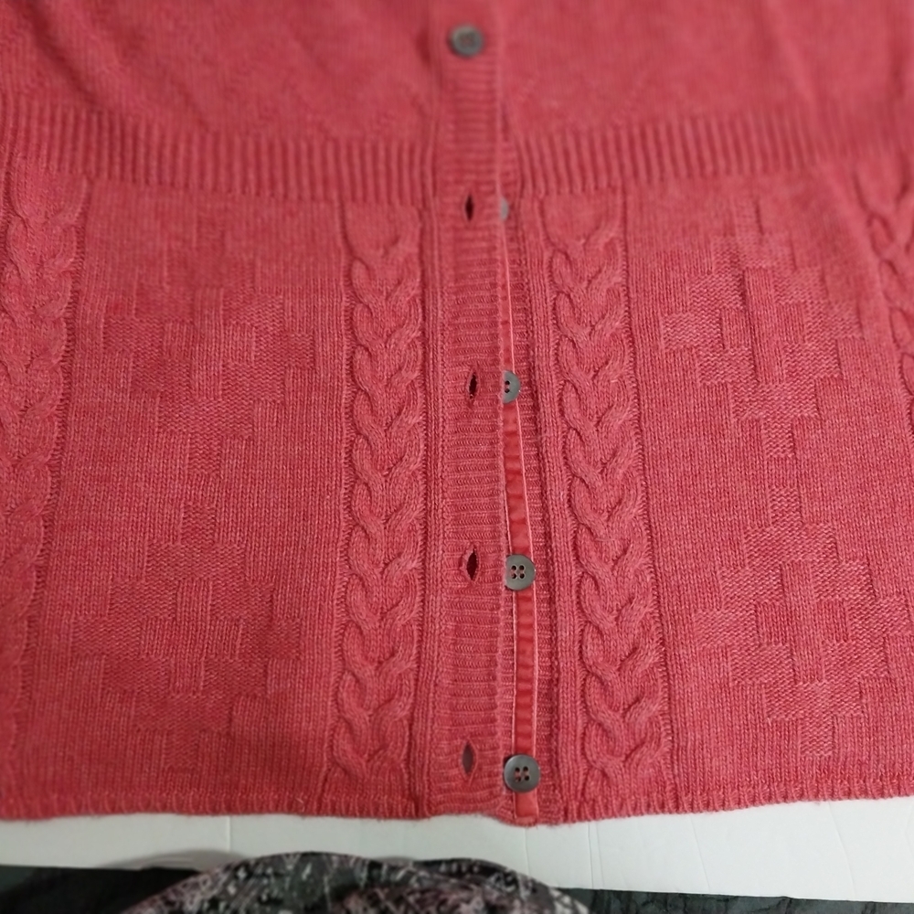 Sundance Medium Coral Button-Up Cardigan Sweater Viscose,Wool,Alpaca,Nylon - Picture 4 of 12